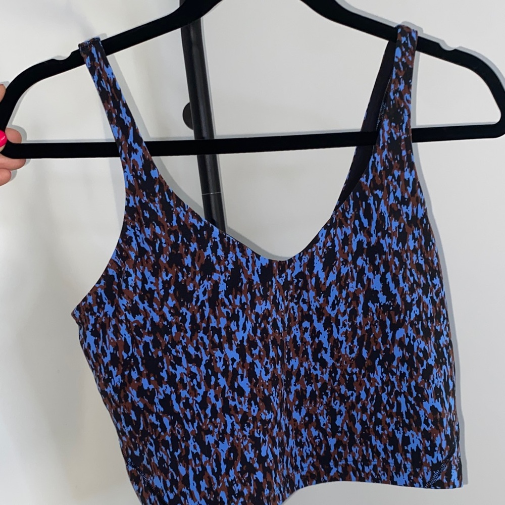 lululemon athletica Blue and Brown Crop Top Built in Bra